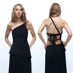 Zara Asymmetric Open Back Top
